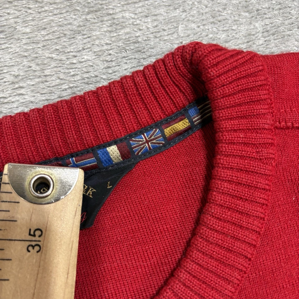 Suéter PAUL & SHARK YACHTING Para Hombres L Mezcla de Lana Bordado Rojo Hecho en Italia Foto 3 de 4