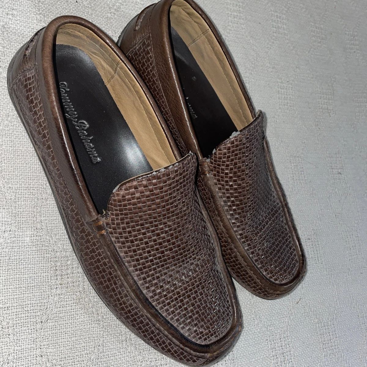TOMMY BAHAMA, BROOKS BAY, MENS, LEATHER WEAVE LOAFER IN CARAMEL BROWN. SIZE 12M Tommy Bahama Leather Upper Solid Casual Shoes for Men for  main image 3