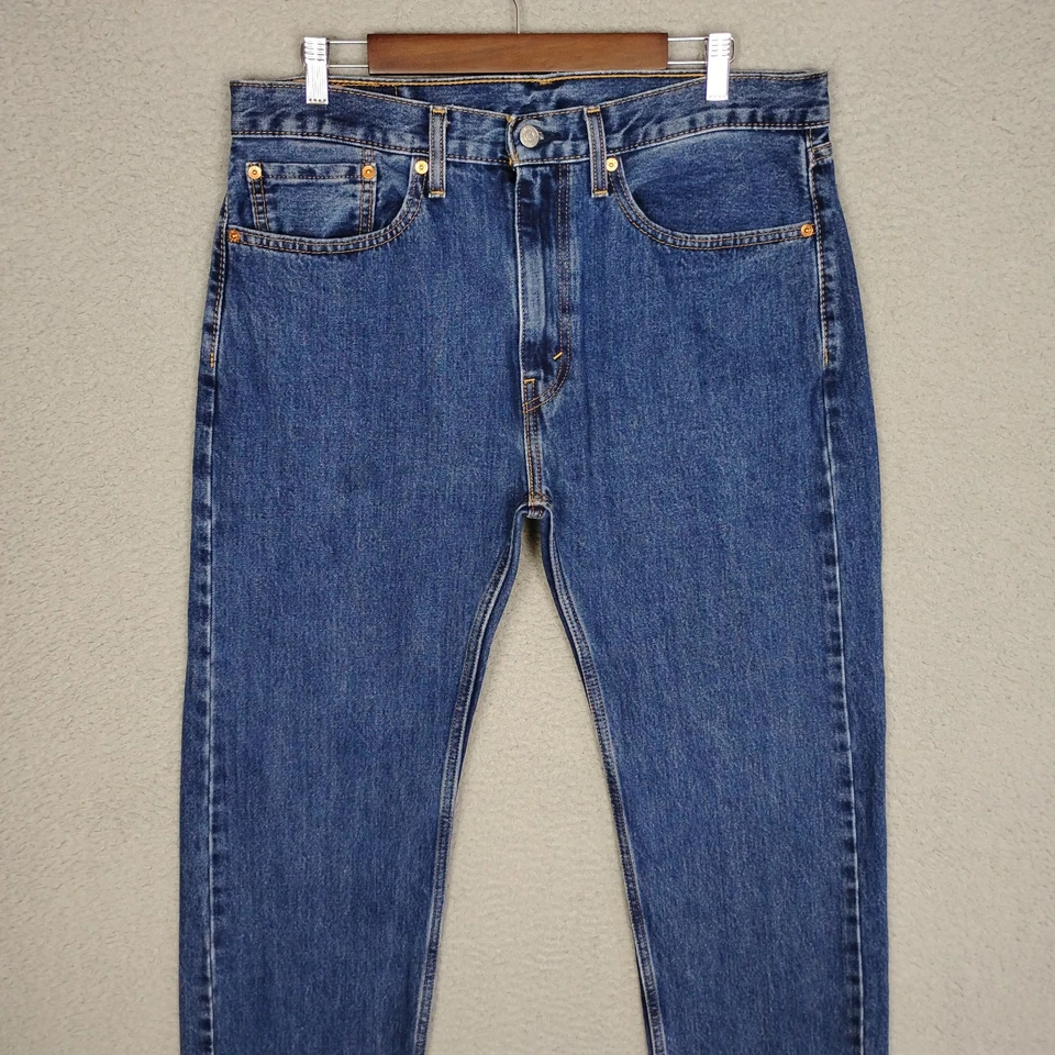 Levis 505 Jeans Mens 36x30 Blue Regular Fit Straight Leg Medium Wash Denim Pants - Image 3 of 4