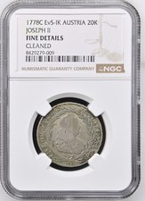 1778-C EvS-1K Austria Twenty Kreuzers, Joseph II 20K - NGC Fine Details