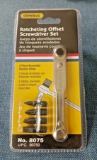 GENERAL TOOLS RATCHETING OFFSET SCREWDRIVER SET 8075  BITS PRECISION-FREE SHIP