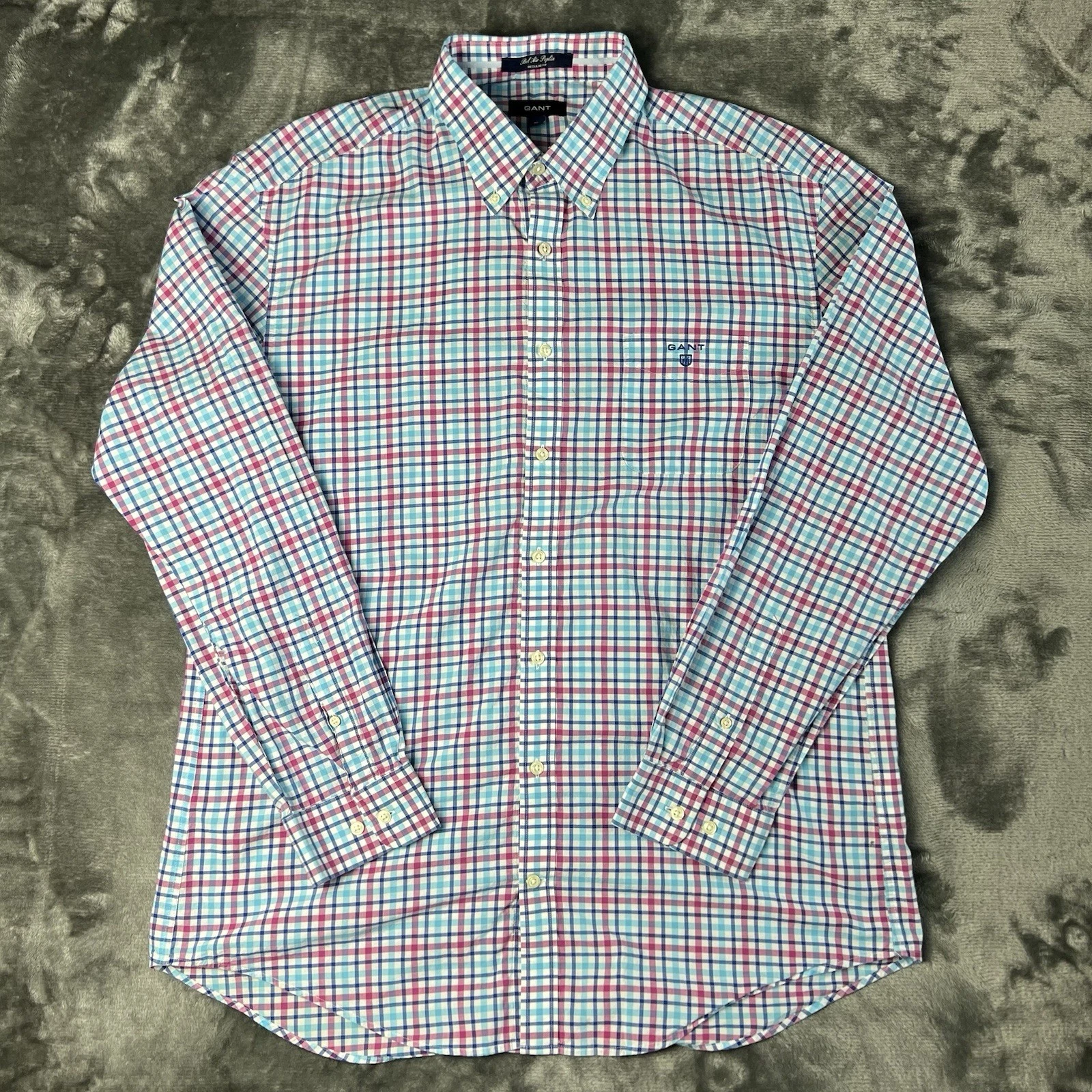 GANT Shirt Men’s XL Multicolour Check Button Down Bel Air Poplin Regular Fit