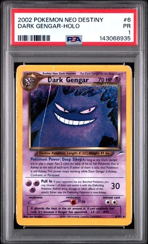 2002 POKEMON NEO DESTINY #6 DARK GENGAR-HOLO PSA 1