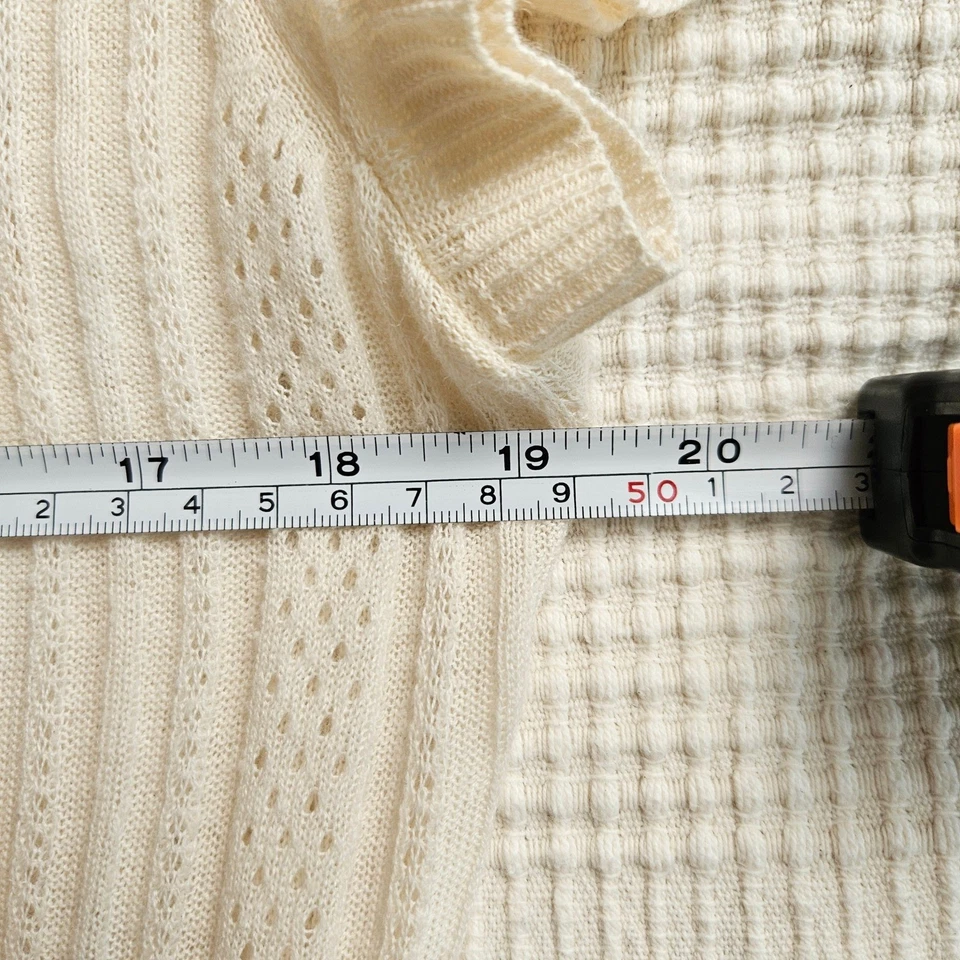 Cárdigan de Encaje Y2K Mossimo Supply Co. Top Botón Frontal Manga Corta Crema XL De Colección Foto 4 de 4