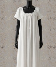 Cotton French Vintage Style Nightgown Short Sleeve Romantic Victorian Nightdress