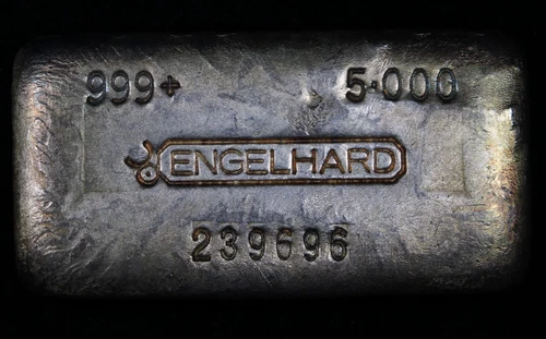 VINTAGE 5oz SILVER Canadian Engelhard 1970's Poured Bull Privy .999 Silver Bar!!