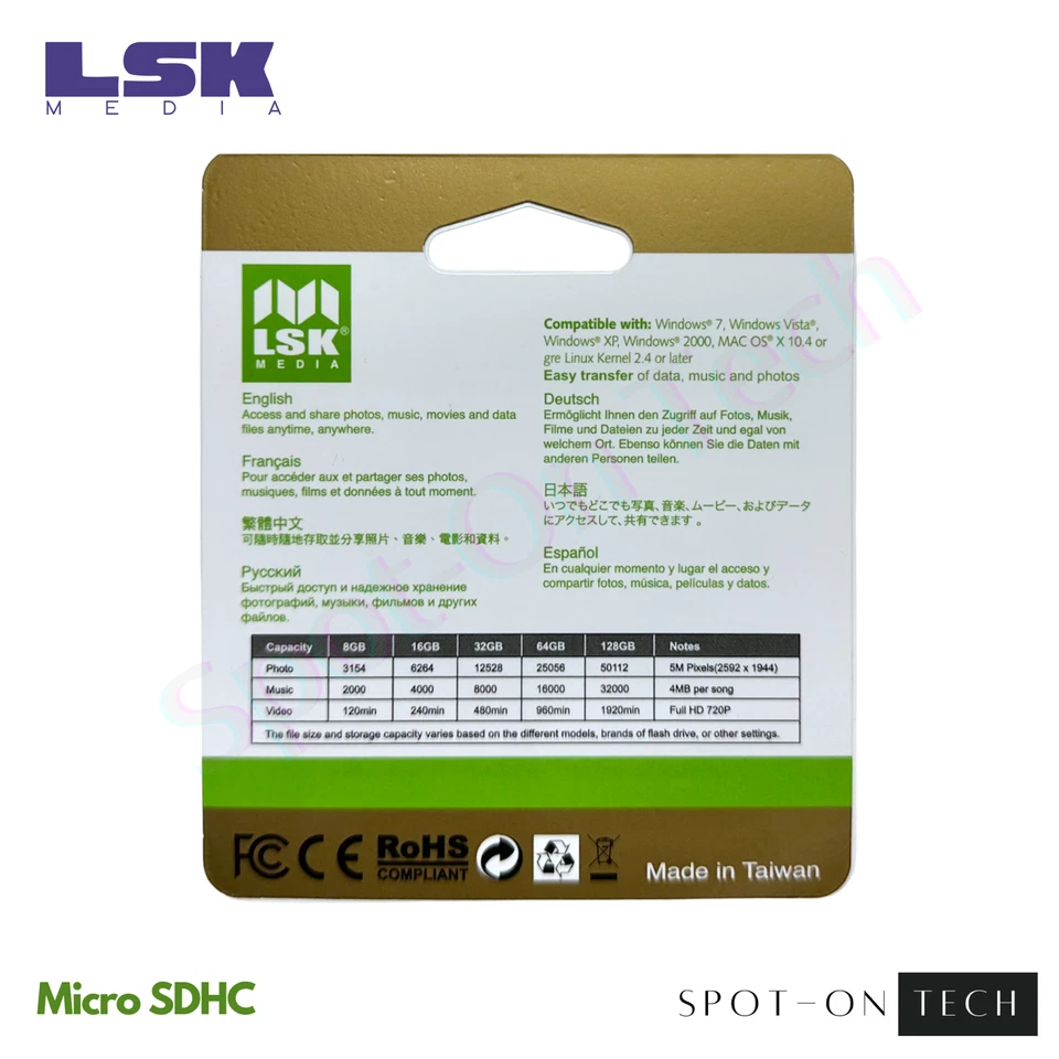 LSK Micro SDHC 32GB Memory Card Class10 With Adapter Taiwan Same day Ship BULK - Image 3 of 4