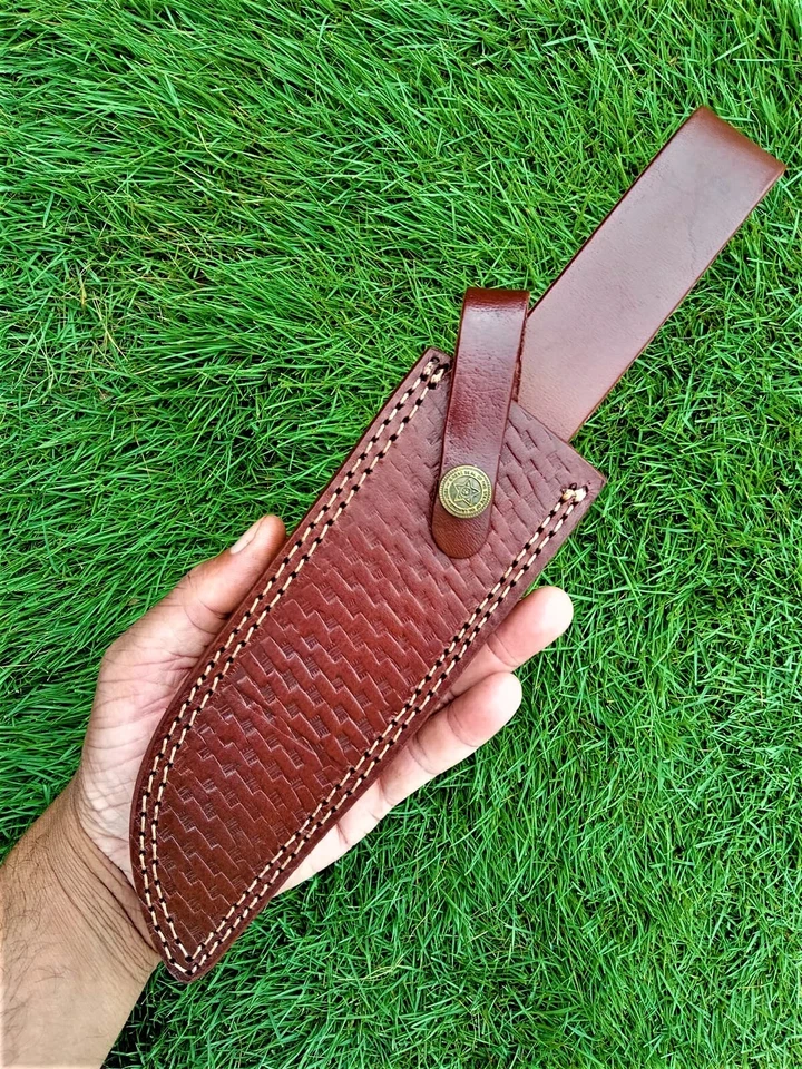 Custom Handmade Fixed Blade Knife Leather Sheath Holster Sheath Hand Engraved - Image 2 of 4