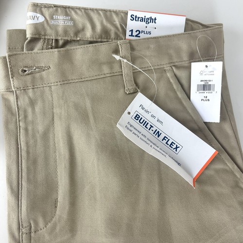 Old Navy Boys Size 12 PLUS Khaki Chino Uniform Straight Pants 2-Pack New - Picture 2 of 6