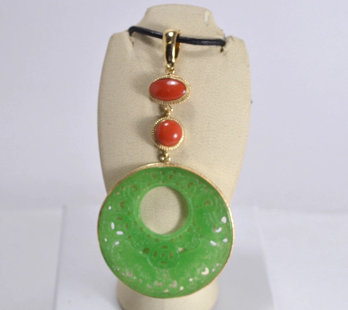 Ciondolo In Giada Naturale Verde – Maitreya Buddha Uomo – Collana Gioiello – Nuovo - Foto 4