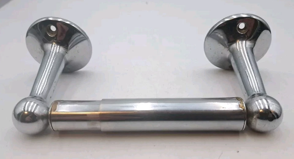 Soporte de papel higiénico antiguo/vintage niquelado victoriano Art Deco  Foto 2 de 4