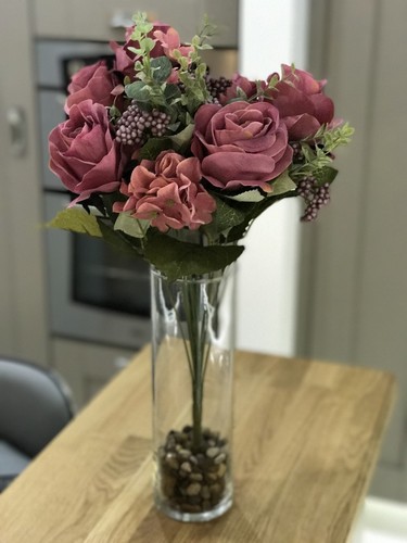 Best Artificial 50cm Vintage Silk Rose Bouquet Spray wedding flower bunch decor - Picture 8 of 22