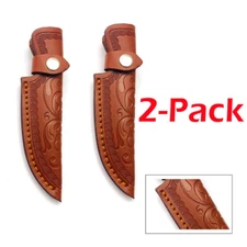 2-Pack Brown Leather Sheath Fixed Blade Straight Knife Sheath Scabbard Pouch NEW