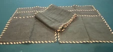 Pier One Imports Table Runner & 6 Placemats Green Gold Ribbon Trim Christmas 73”