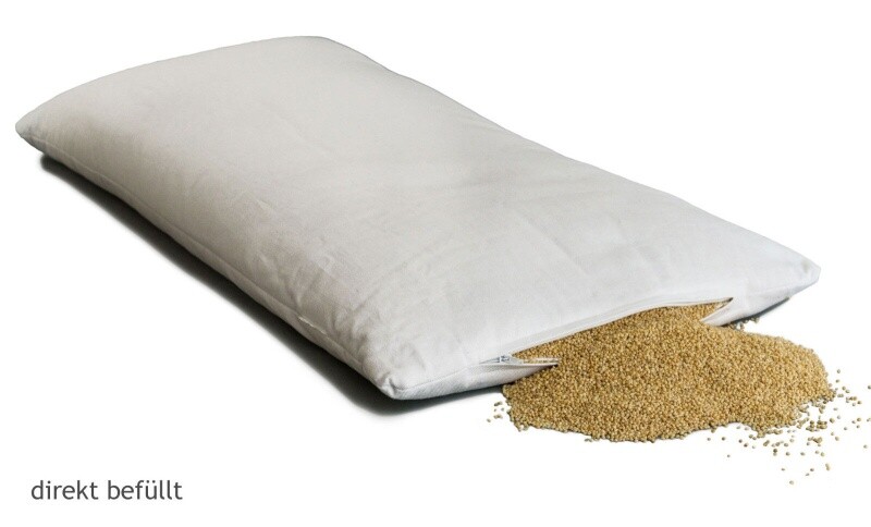 Hirseschalenkissen Bio Hirse 40x60cm - Schlafkissen Hirsekissen direkt befüllt