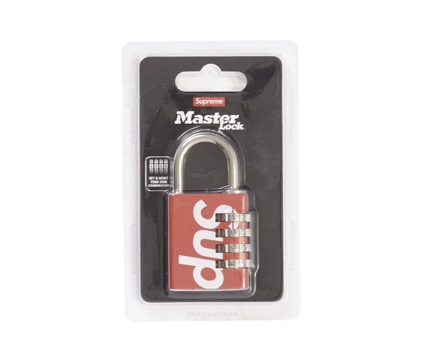 Supreme SS19 Master Lock combination numeric camp cap tee logo backpack Bag box