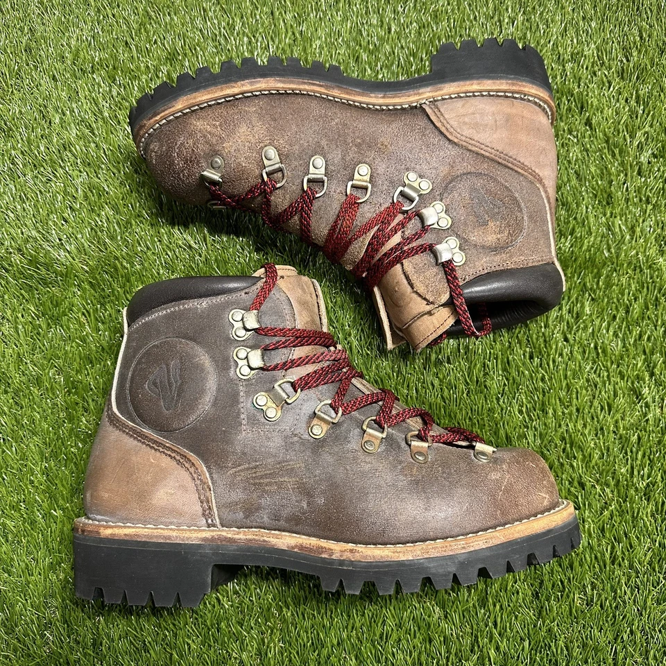 Botas de senderismo de montañismo de cuero vasco vintage HECHAS EN EE. UU. para mujer talla 7A Foto 2 de 4