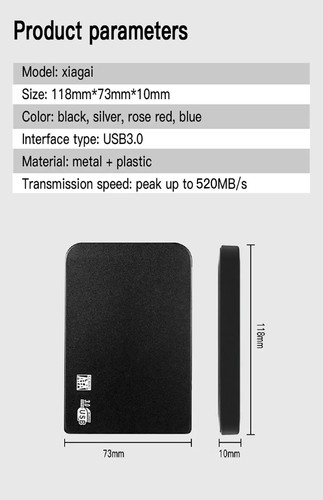 8TB externes Solid-State-tragbare SSD--Typ-C-USB 3.0 - für Notebook-Laptors - Bild 9 von 9