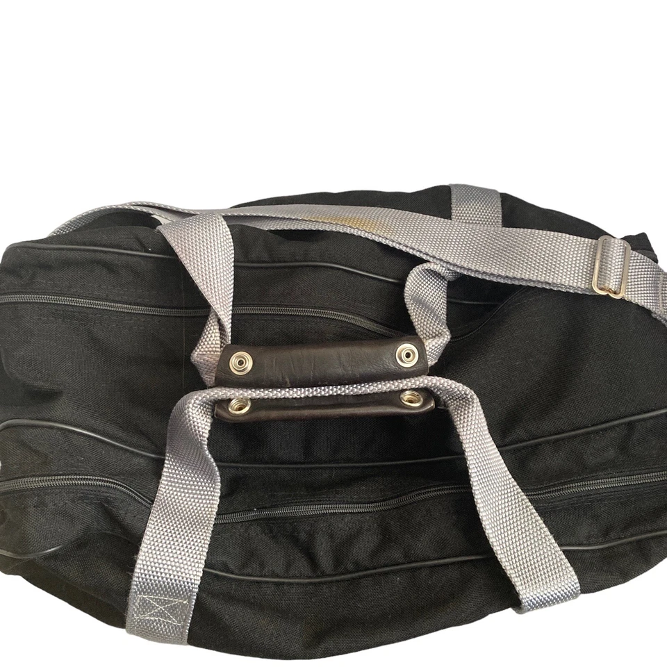 Bolso de Lona Vintage Anthalon Hanson 18x13x9 Negro Gris Correa de Hombro Hermanos Foto 3 de 4