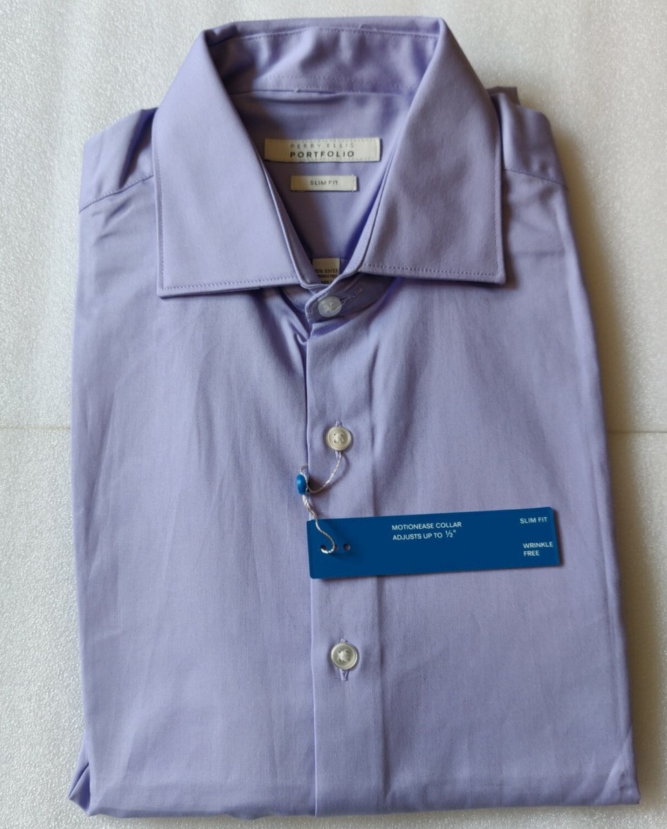 perry ellis men's slim fit wrinkle free dress shirt Untucked Total Stretch Slim Fit Shirt – Perry Ellis main image 1