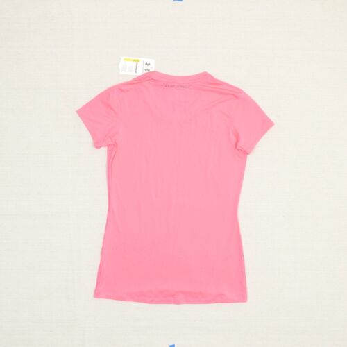 NEW Under Armour Women T Shirt Fitted Heatgear Short Sleeve Polyester Pink Sz S - Picture 3 of 8