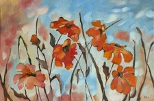 Original Painting Oil on heavyweight Canvas Paper Wild Flowers