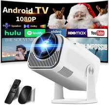 Mini Projector with WIFI 6 and Bluetooth 4K 1080P Support Portable Rotatable