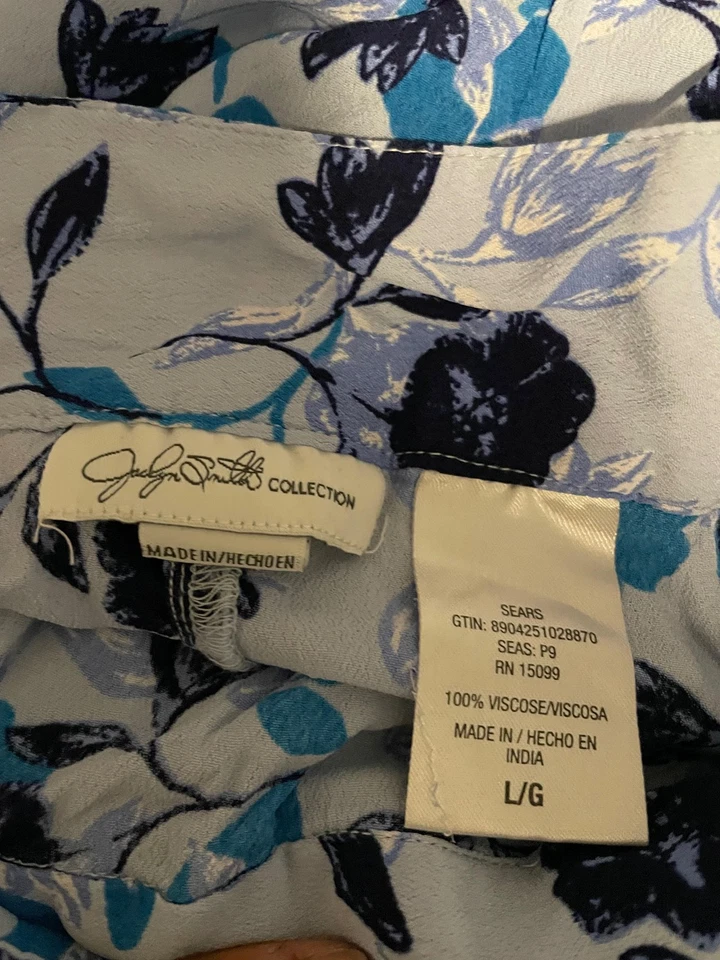 Falda Colección Jaclyn Smith Mujer Grande Azul Floral Asimétrica Envoltura Hada Foto 3 de 4