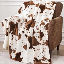 Edenleaf Cow Print Blanket, Ultra Cozy Throw 50"x60"-Throw, 02 Light