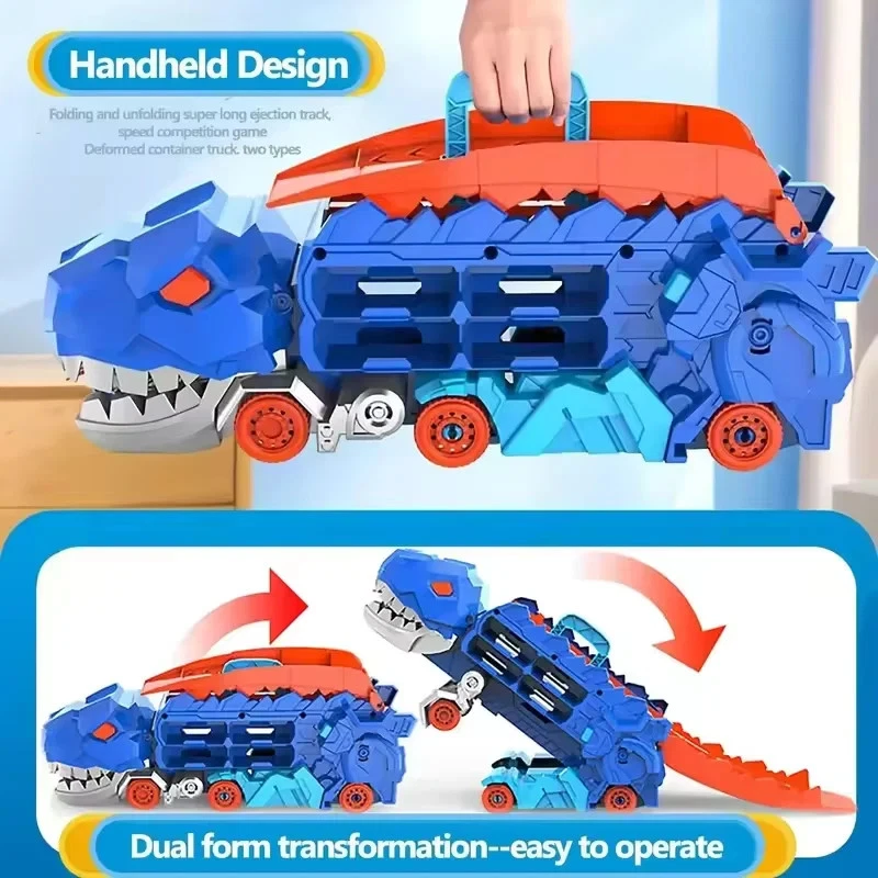 Foldable Dinosaur Transport Truck with Sliding Track T-Rex Transformation Toy - Image 4 of 4