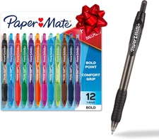 Paper Mate Profile Retractable Ballpoint Pens Bold, 1.4Mm, Assorted Colors, 12 C