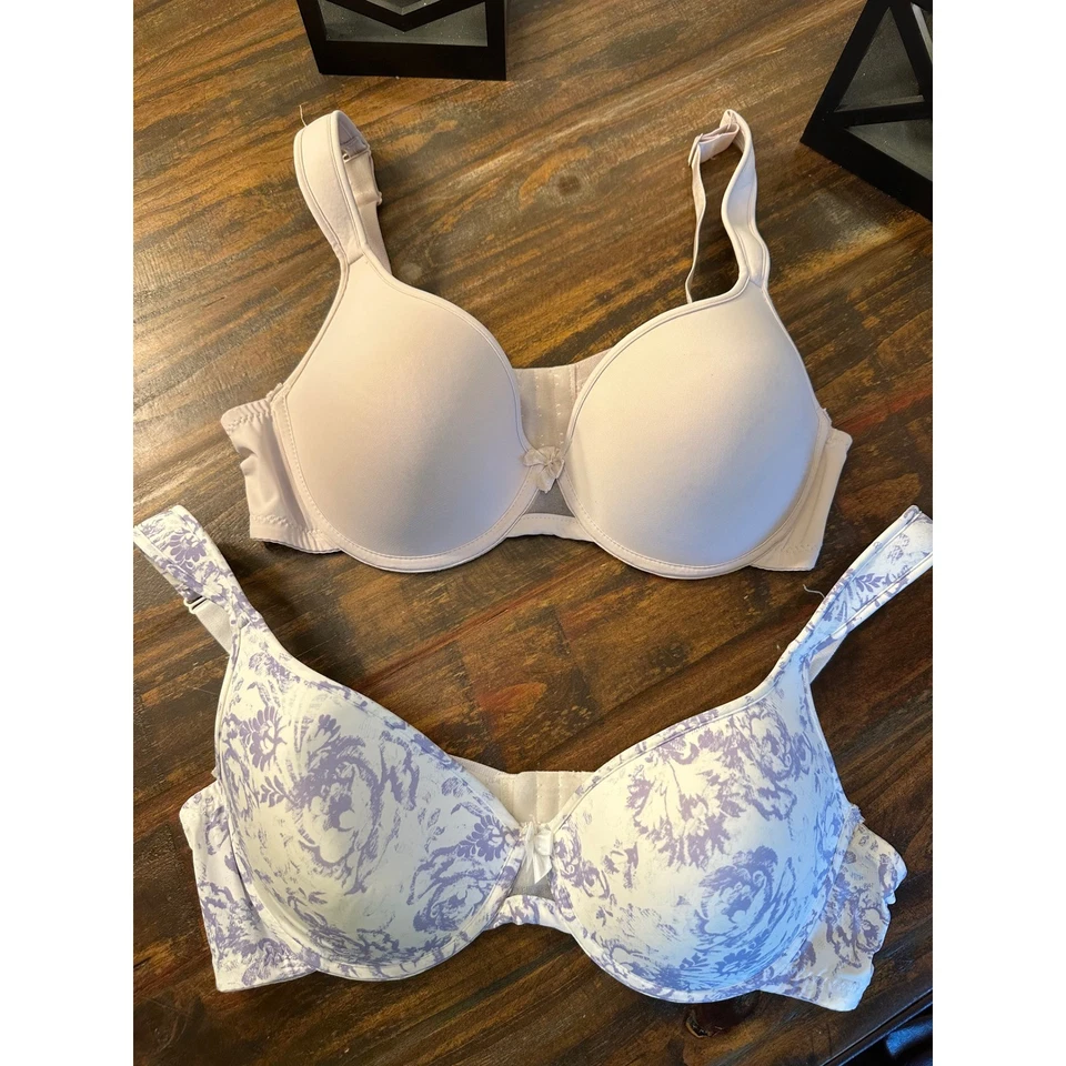 Lote de 2 sujetadores Jezebel 38D beige púrpura floral con aros cobertura completa Foto 2 de 4
