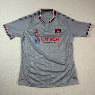 Hummel Charlton Athletic FC Soccer Jersey Mens Medium Gray Away 2020 2021 Vitech