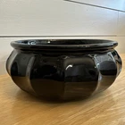 Vintage Haeger USA Black Art Deco Style Low Profile Planter Vase W/ Stickers 9”