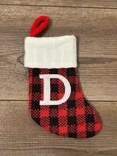 Big Lots Buffalo Print Black/Red “D” Mini Christmas Stocking