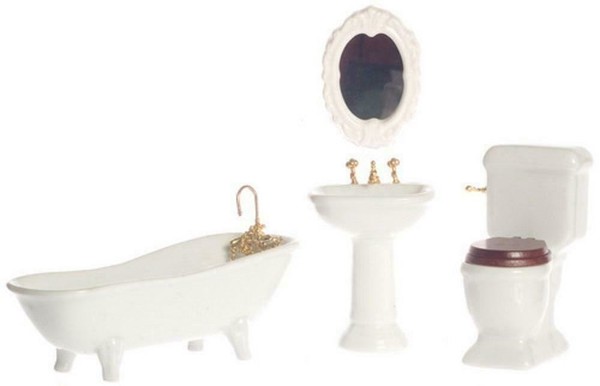 Puppenhaus WeißEs Porzellan Badezimmer Set Miniatur 1:12 MöBel Set-image