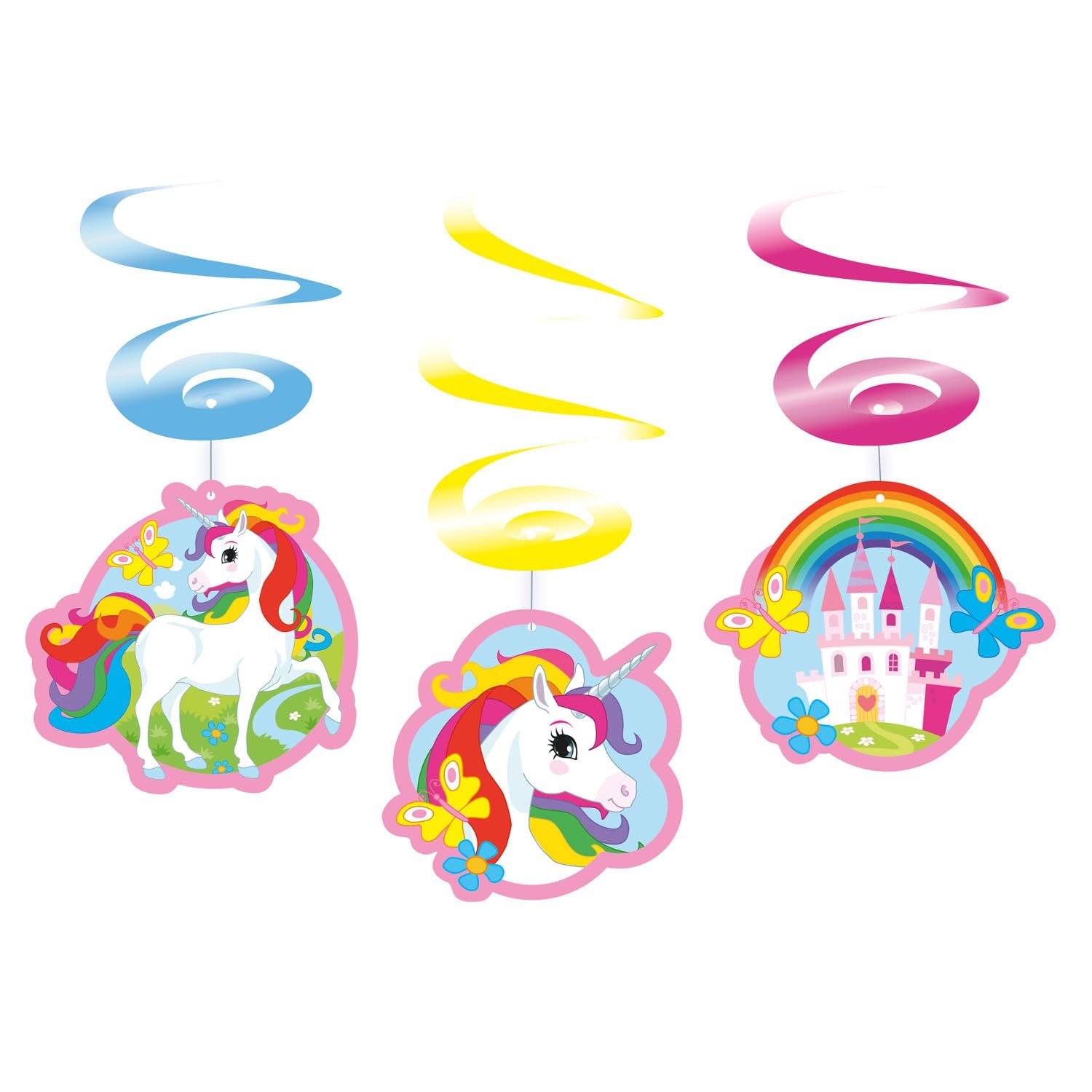 PKT Unicorn Swirl Decorations 6 pk Hanging Swirls 1590₽