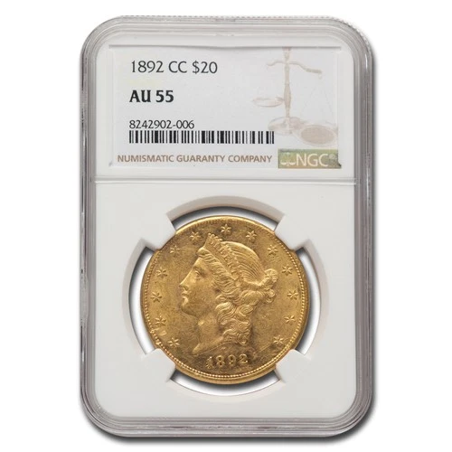 1892-CC $20 Liberty Gold Double Eagle AU-55 NGC