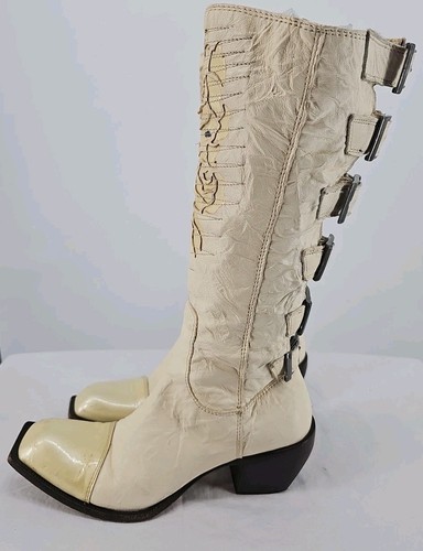 Siren by Mark Nason Women's Boot -Beige Rose Design Buckle Backs Size 7 - Picture 5 of 14