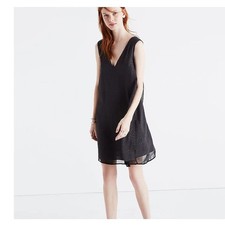 NWT Madewell Nightshine Dress Black Silk Sparkly Shift Dress Size 8