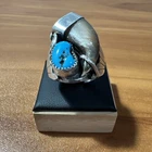 Vintage Navajo Native Sterling Silver Turquoise Claw Ring 25.6g Size 10