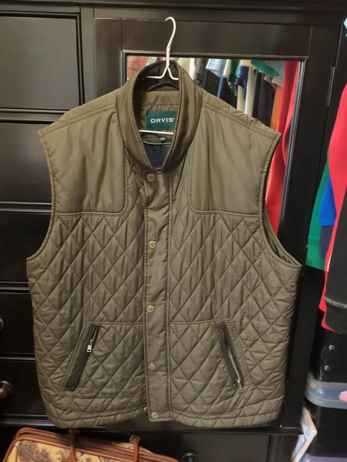 Orvis Vest Mens xxl green panel design great condition