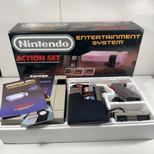 Original Nintendo NES Action Set CIB Complete Grey Zapper Manuals Super Mario
