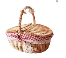 Camping Picnic Wicker Fruit Basket Big Handmade Willow Storage Hamper