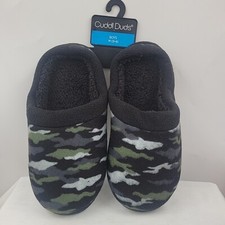 Cuddle Duds Boys Slippers Size M 3-4 Green Camo