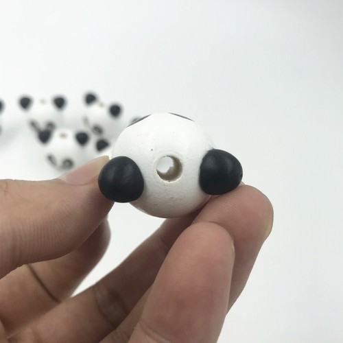DIY 10pcs Wooden Round panda Loose Beads Beaded Baby Pacifier Clip making - Picture 3 of 5