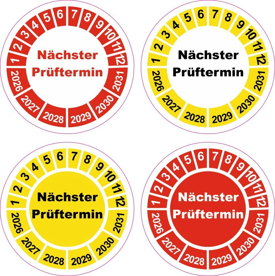 DIE-STICKERBAR Nächster Prüftermin UVV Prüfplaketten 30mm ab 2026 Wartungsetiketten Aufkleber