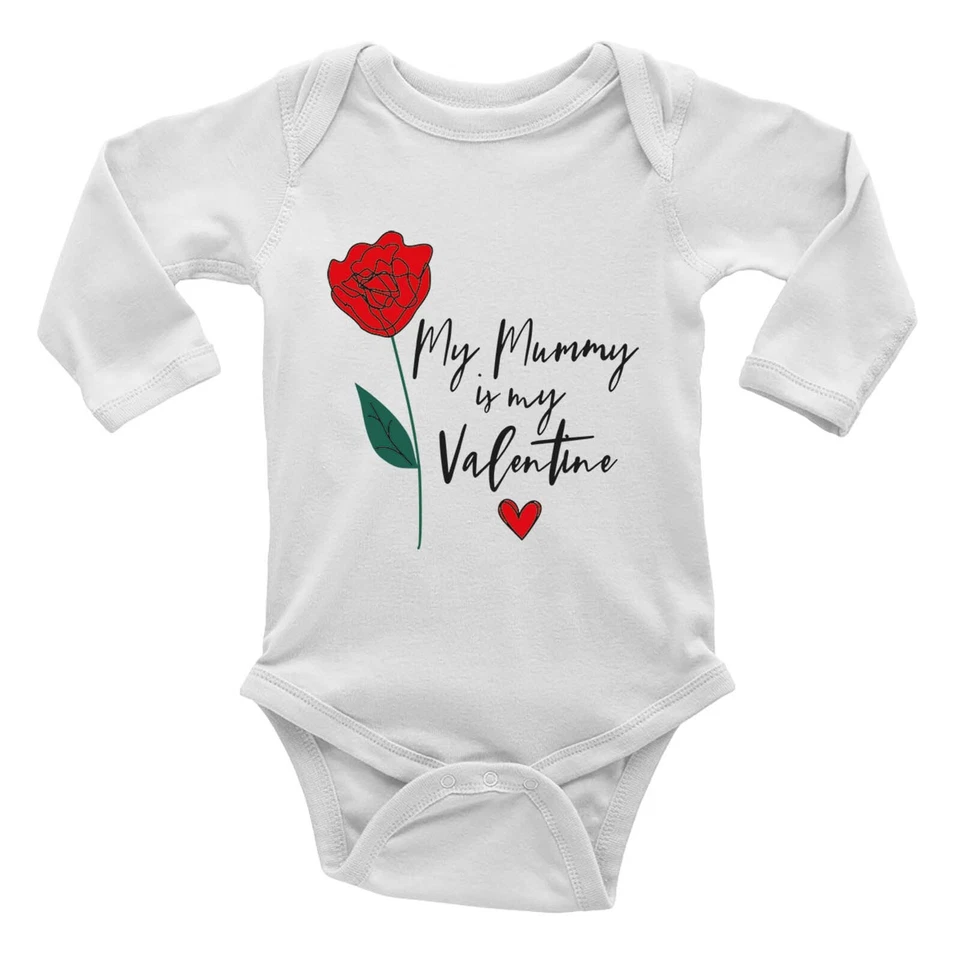 BABY ORIGINALS Mummy is my Valentine Rose Baby Grow L-Sleeve Vest Bodysuit Boys Girls Gift
