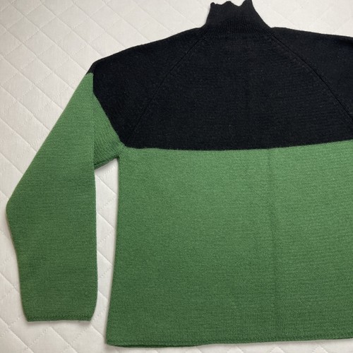Vintage Boston Traders Sweater Size Large Wool Turtleneck Black Green - Picture 14 of 15