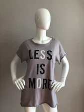 Junk Food Womens Graphic Logo Cotton crew Neck "Less is More" T-Shirt Size S